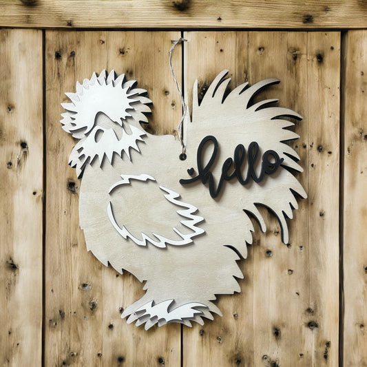 Silkie chicken door/coop hanger